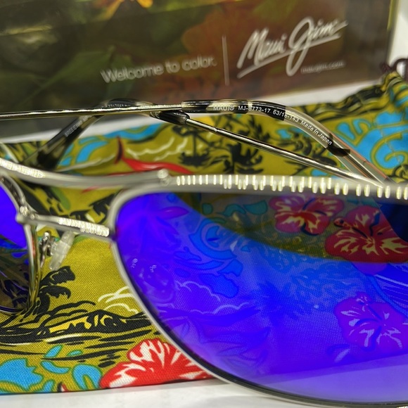Brand New Maui Jim Polarized Pilot double bridge MJ773 Silver with Blue Mirror - Picture 5 of 9
